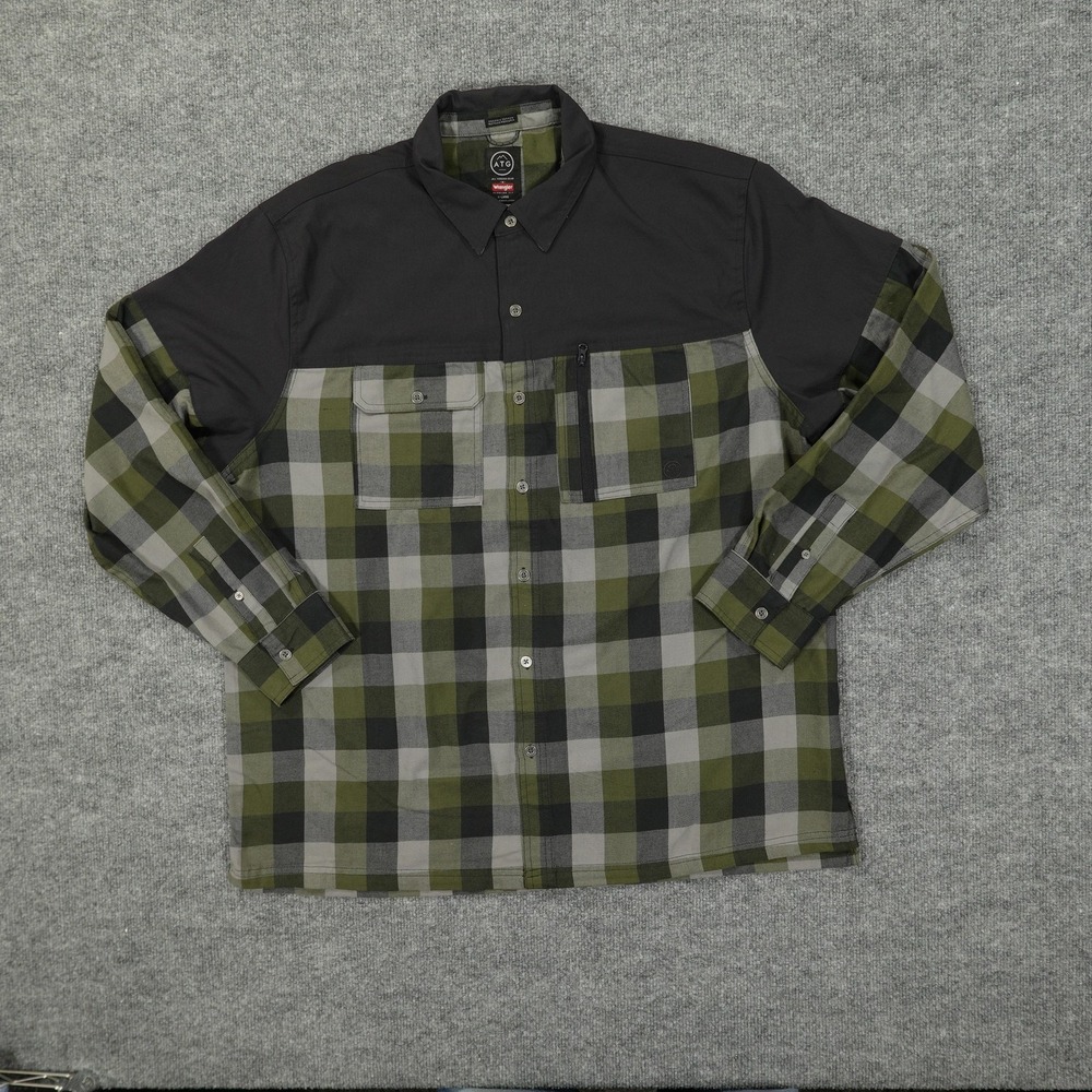 Wrangler Black and Green Checkered Men's Shirt